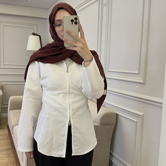 Fermuar Detaylı Tasarım Gömlek 