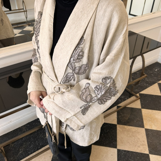 Nakış Detaylı Oversize Kimono Ceket