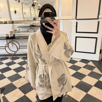 Nakış Detaylı Oversize Kimono Ceket