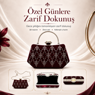 Özel Tasarım Bordo Gerçek Gümüş Tel Kırma Zincir Askılı Portföy Çanta
