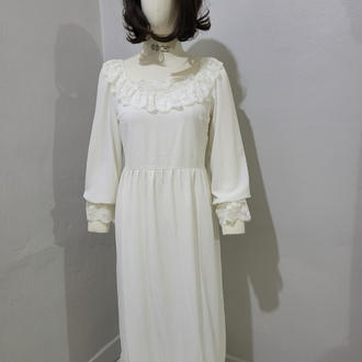 38-40/Katherine VINTAGE DANTELLİ BEYAZ MODEST GELİNLİK