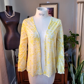 Sarı Batik Pamuklu Kimono Hırka