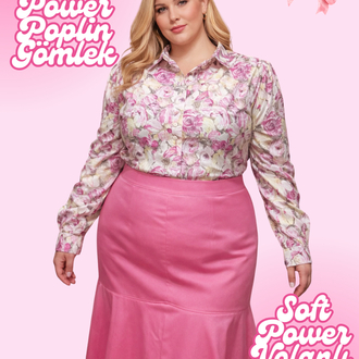 Soft Power Pastel Pembe Volanlı Midi Etek

