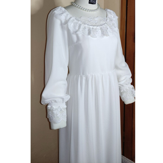 38-40/Katherine VINTAGE DANTELLİ BEYAZ MODEST GELİNLİK