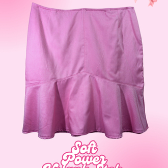 Soft Power Pastel Pembe Volanlı Midi Etek
