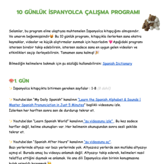 Sıfırdan İspanyolca : A1.1 Kitapçık  | Yanında Ücretsiz : 10 günlük çalışma programı