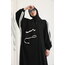 Şeritli abaya şalı ile takım lastikli kol