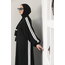 Şeritli abaya şalı ile takım lastikli kol
