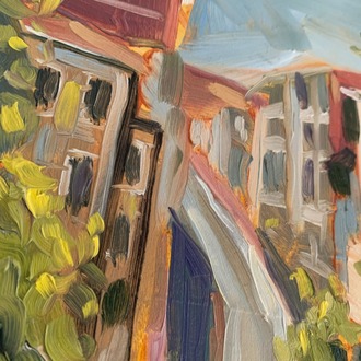 Kabataş Yokuşları I - Orijinal Yağlı Boya Tablo (17.5x25 cm)