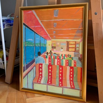 The Ferry Journey - Çerçeveli Orijinal Akrilik Tablo (30x40 cm)