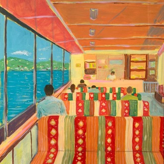 The Ferry Journey - Çerçeveli Orijinal Akrilik Tablo (30x40 cm)