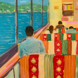 The Ferry Journey - Çerçeveli Orijinal Akrilik Tablo (30x40 cm)