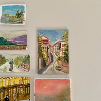Kabataş Yokuşları I - Orijinal Yağlı Boya Tablo (17.5x25 cm)