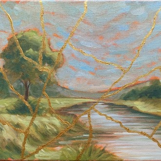 Kintsugi Landscape I - Orijinal Yağlı Boya Tablo (20x30 cm)