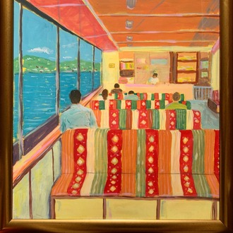 The Ferry Journey - Çerçeveli Orijinal Akrilik Tablo (30x40 cm)