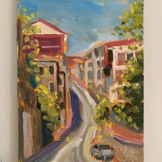 Kabataş Yokuşları I - Orijinal Yağlı Boya Tablo (17.5x25 cm)