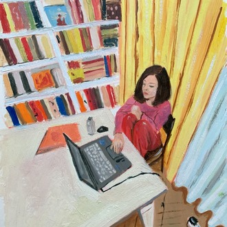 Yellow Curtains – Original Oil Painting on Fine Art Paper