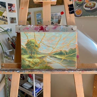 Kintsugi Landscape I – Original Oil Painting on Stretched Canvas