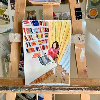 Yellow Curtains – Original Oil Painting on Fine Art Paper