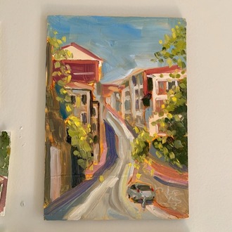 Kabatas Slopes I – Original Oil Painting on Wood Panel