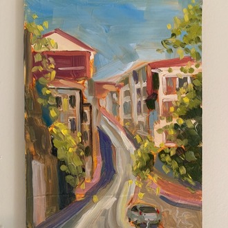 Kabatas Slopes I – Original Oil Painting on Wood Panel