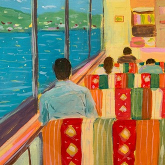 The Ferry Journey – Original Framed Acrylic Painting