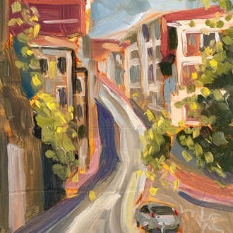 Kabatas Slopes I – Original Oil Painting on Wood Panel
