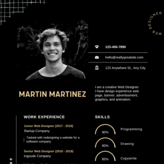 Black CV Web Designer Resume 