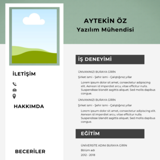 Gri ve Yeşil Şık Yazılım Mühendisi CV Özgeçmiş