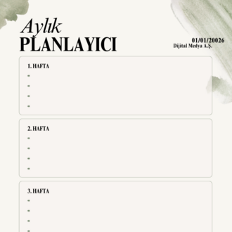 Beyaz Yeşil Organik Aylık Planlayıcı A4 Belge