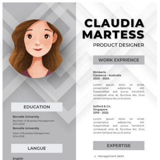 White And Grey Modern CV Resume