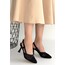 Ceta Siyah Cilt Tül Detaylı Topuklu Ayakkabı