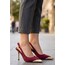 Puen Bordo Saten Stiletto Ayakkabı