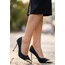 Norji Siyah Saten Stiletto Ayakkabı