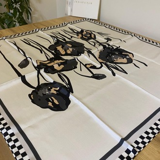 ZERAFETİM Gelincik Desen İpek Twill Eşarp
