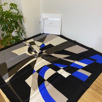 ZERAFETİM Mini Geometri Desen İpek Twill Eşarp