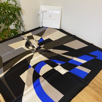 ZERAFETİM Mini Geometri Desen İpek Twill Eşarp