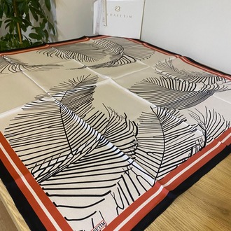 ZERAFETİM Yaprak Desen İpek Twill Eşarp