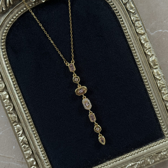 Çelik Gold Pembe Aura Kolye