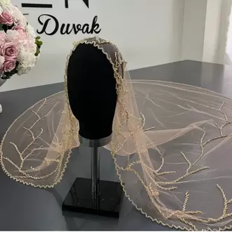 Gold nakışlı dal model gelin duvağı