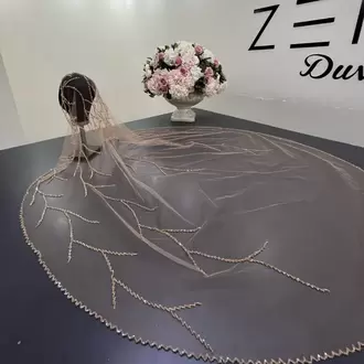 Gold nakışlı dal model gelin duvağı