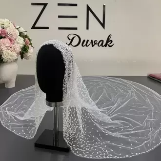 Başlık nakışlı kasnak model gelin duvağı