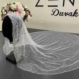 Başlık nakışlı kasnak model gelin duvağı