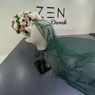 Zümrüt yeşili dal model gelin duvağı