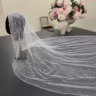 Başlık nakışlı kasnak model gelin duvağı