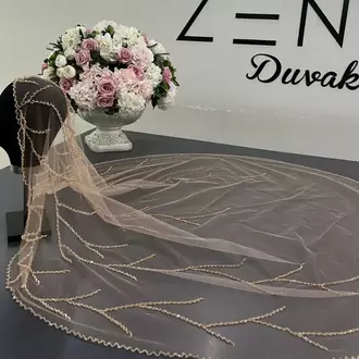 Gold nakışlı dal model gelin duvağı