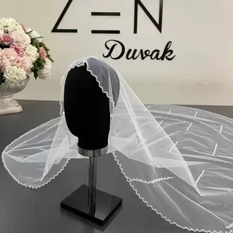 Beyaz nakışlı gelin duvağı