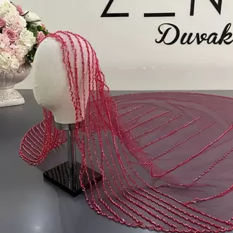 Bordo elif model gelin duvağı 