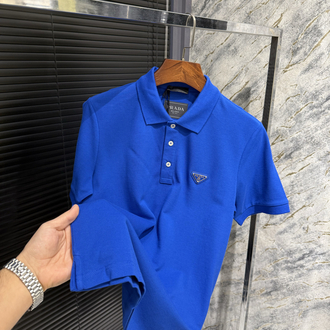 Premıum Prada Saks Mavisi Polo Yaka
