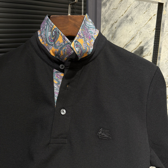 Premium Siyah Polo Yaka | Etro Detay Yaka